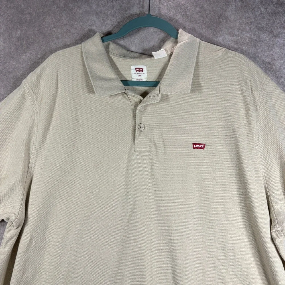 Levi's Polo‎ Shirt Mens 3XL Tan Standard Short Sleeve Pique Cotton Logo Classic